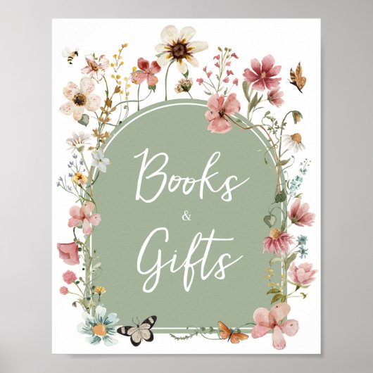 Sage Green Baby Bloom Baby Showboeken en geschenke Poster (Voorkant)