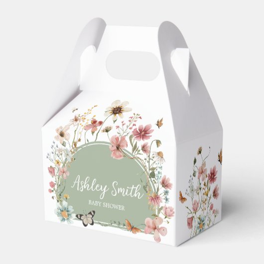 Sage Green Baby Bloom Baby shower Bedankdoosjes (Voorkant Zijde)
