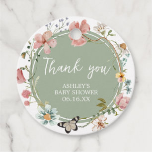 Sage Green Baby Bloom Baby shower Bedankjes Labels