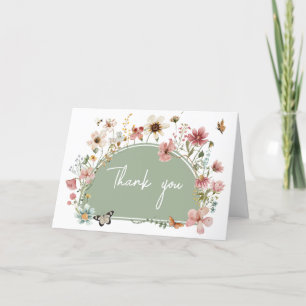Sage Green Baby Bloom Baby shower Bedankkaart