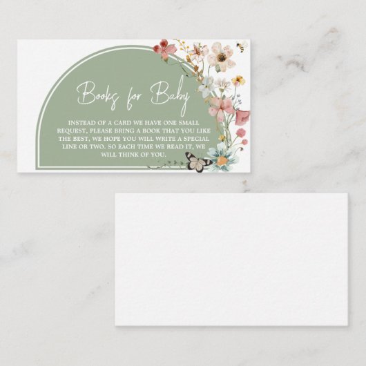 Sage Green Baby Bloom Baby shower Boeken voor Baby Informatiekaartje (Voorkant / Achterkant)