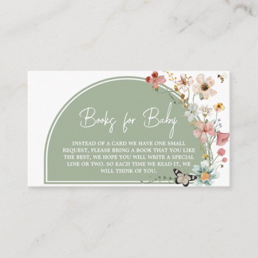 Sage Green Baby Bloom Baby shower Boeken voor Baby Informatiekaartje (Voorkant)