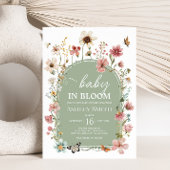 Sage Green Baby Bloom Baby shower Kaart