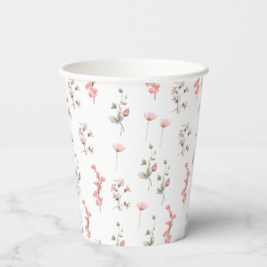 Sage Green Baby Bloom Baby shower Uitnodiging Papieren Bekers (Achterkant)