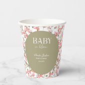 Sage Green Baby Bloom Baby shower Uitnodiging Papieren Bekers (Voorkant)