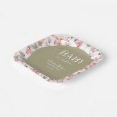 Sage Green Baby Bloom Baby shower Uitnodiging Papieren Bordje (Gebogen)