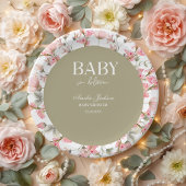 Sage Green Baby Bloom Baby shower Uitnodiging Papieren Bordje