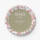 Sage Green Baby Bloom Baby shower Uitnodiging Papieren Bordje (Voorkant)