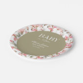 Sage Green Baby Bloom Baby shower Uitnodiging Papieren Bordje (Gekanteld)