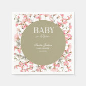 Sage Green Baby Bloom Baby shower Uitnodiging Servet (Voorkant)