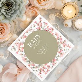 Sage Green Baby Bloom Baby shower Uitnodiging Servet