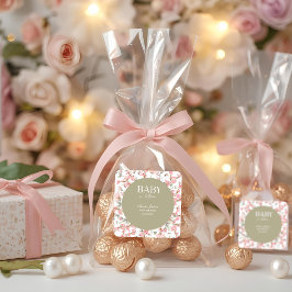 Sage Green Baby Bloom Baby shower Uitnodiging Vierkante Sticker