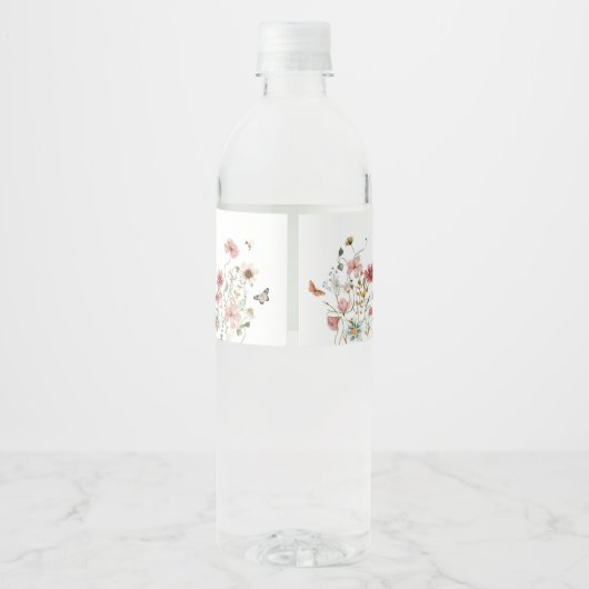 Sage Green Baby Bloom Baby shower Waterfles Etiket (Achterkant)