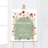 Sage Green Baby Bloom Baby shower Welkom Poster