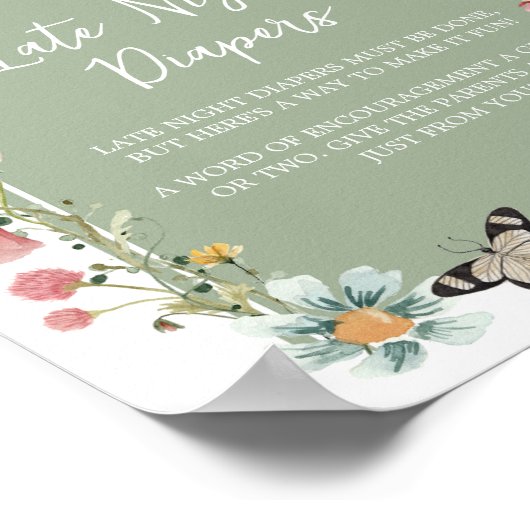 Sage Green Baby Bloom Late Night Luiers Poster (Hoek)