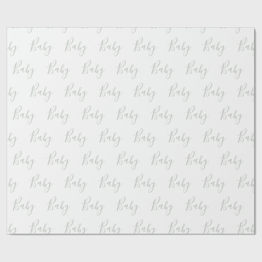 Sage Green Baby Boy Script Elegant Baby Wrapping P Cadeaupapier (Vlak)