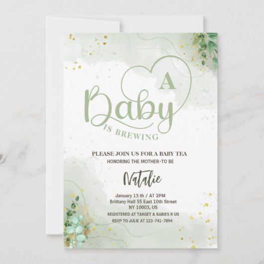 Sage Green baby brouwt groen baby shower Kaart (Voorkant)