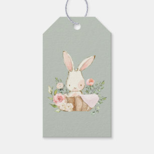 Sage Green Baby Bunny Baby shower Cadeaulabel