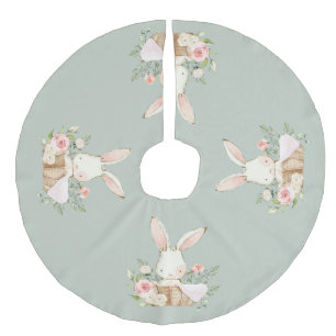 Sage Green Baby Bunny Rabbit Elegant Cute Imitatie Linnen Kerstboom Kleed