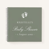 Sage Green Baby Footprint Baby shower Guest Book Notitieboek (Voorkant)
