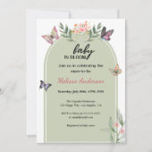 Sage Green Baby in Bloom Butterfly Baby Shower     Kaart (Voorkant)
