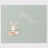 Sage Green Baby Love Script Baby shower Cadeaupapier (Vlak)