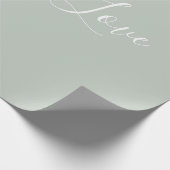 Sage Green Baby Love Script Baby shower Cadeaupapier (Hoek)