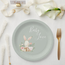 Sage Green Baby Love Script Baby shower Papieren Bordje