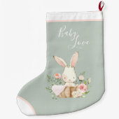 Sage Green Baby Love Script Elegant Baby Grote Kerstsok (Achterkant)