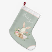 Sage Green Baby Love Script Elegant Baby Grote Kerstsok (Voorkant (Hangend))
