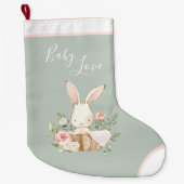Sage Green Baby Love Script Elegant Baby Grote Kerstsok (Voorkant)