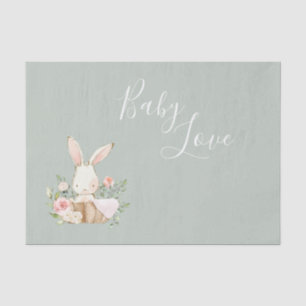 Sage Green Baby Love Script Elegant Baby shower Tissuepapier