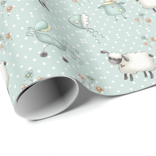 Sage Green Baby Pattern Cadeaupapier (Rol Hoek)