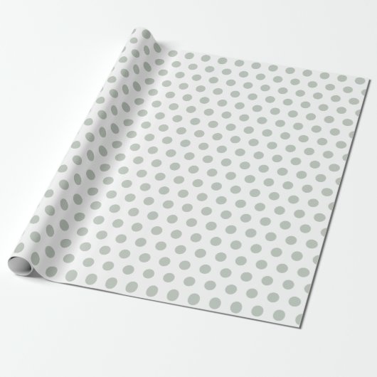 Sage Green Baby Polka Dot Cadeaupapier (Uitgerold)