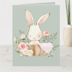 Sage Green Baby Rabbit Blank Kaart