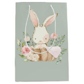 Sage Green Baby Rabbit Elegant Baby shower Medium Cadeauzakje (Voorkant)