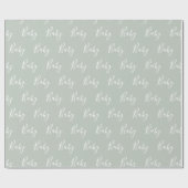 Sage Green Baby Script Elegant Baby Cadeaupapier (Vlak)