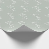 Sage Green Baby Script Elegant Baby Cadeaupapier (Hoek)