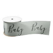 Sage Green Baby Script Elegant Baby shower Satin Satijnen Lint (Spoel)