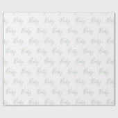 Sage Green Baby Script Elegant Baby Wrapping Paper Cadeaupapier (Vlak)