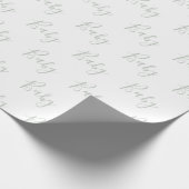 Sage Green Baby Script Elegant Baby Wrapping Paper Cadeaupapier (Hoek)