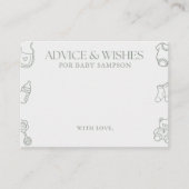 Sage Green Baby Shower Advice and Wishes Informatiekaartje (Voorkant)
