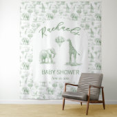 Sage Green Baby shower Banner Safari Toile Wandkleed (In situ)
