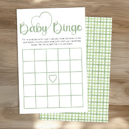 Sage Green Baby Shower Bingo Game Card Flyer