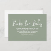 Sage Green Baby shower Book Request Digital print Kaart (Voorkant / Achterkant)