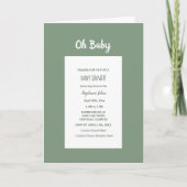 Sage Green Baby shower Elegant Simple Boy Girl (Voorkant)