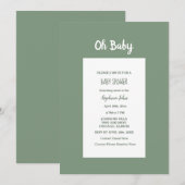 Sage Green Baby shower Elegant Simple Boy Girl Kaart (Voorkant / Achterkant)