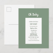 Sage Green Baby shower Elegant Simple Boy Girl Uitnodiging Briefkaart (Voorkant / Achterkant)
