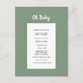 Sage Green Baby shower Elegant Simple Boy Girl Uitnodiging Briefkaart (Voorkant)