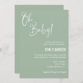 Sage Green Baby shower Invitation Kaart (Voorkant / Achterkant)